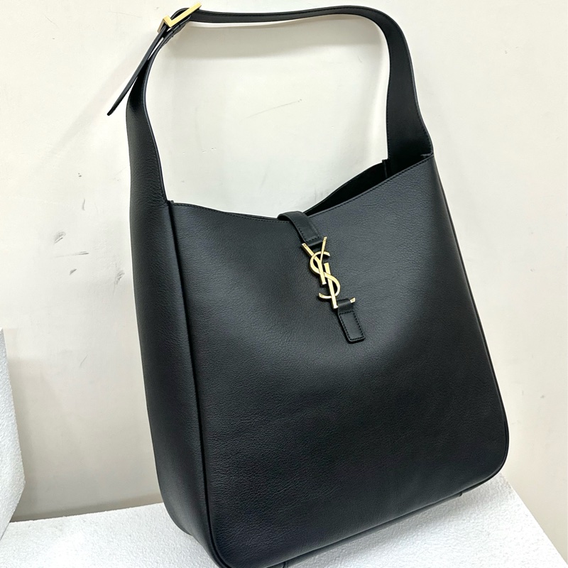 全新SAINT LAURENT YSL hobo包水桶包手提包 牛皮 單肩包 大號 large黑色black-0