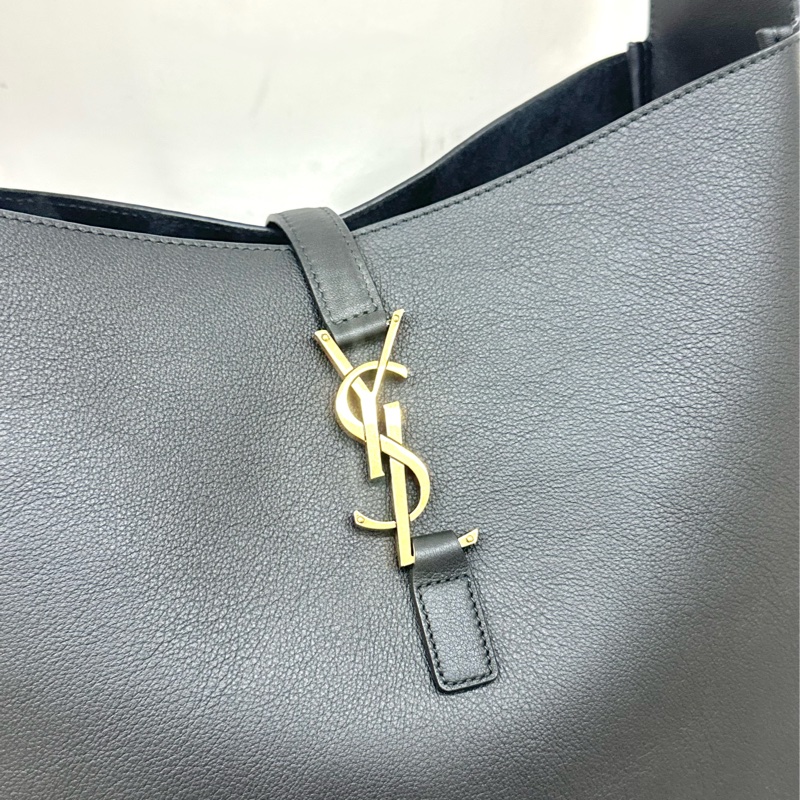 全新SAINT LAURENT YSL hobo包水桶包手提包 牛皮 單肩包 大號 large黑色black-3
