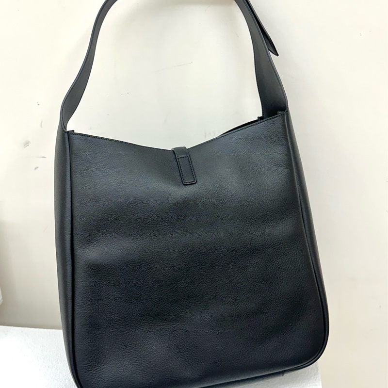 全新SAINT LAURENT YSL hobo包水桶包手提包 牛皮 單肩包 大號 large黑色black-4