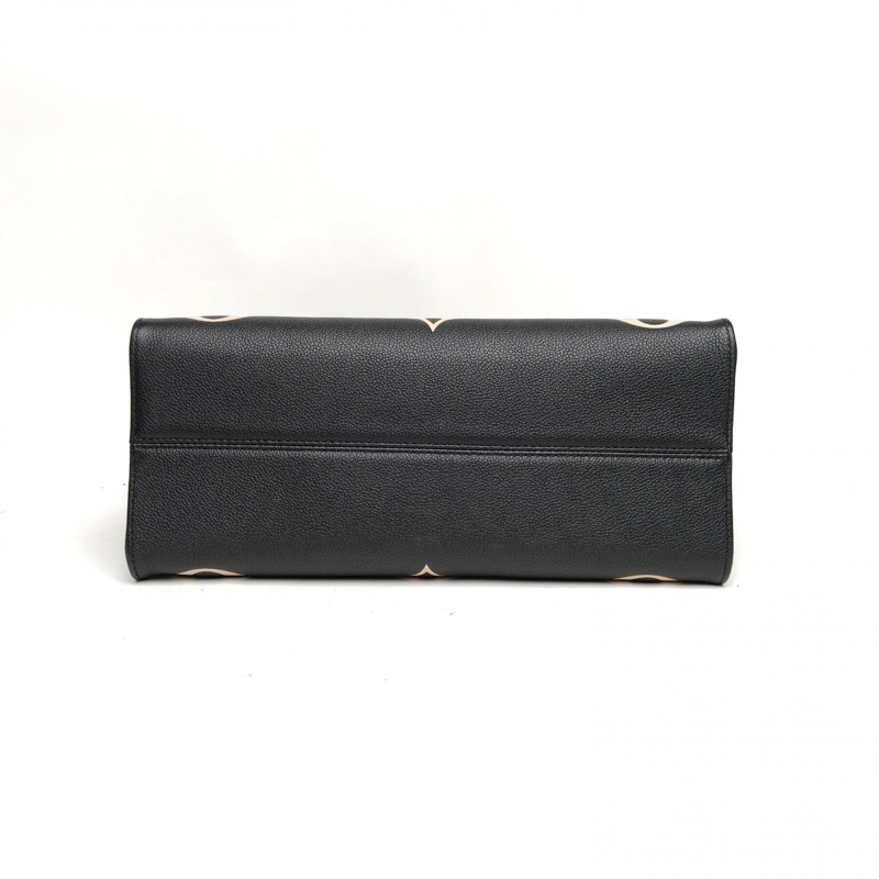 LOUIS VUITTON Onthego中號黑白牛皮晶片大Logo印花肩背包-3