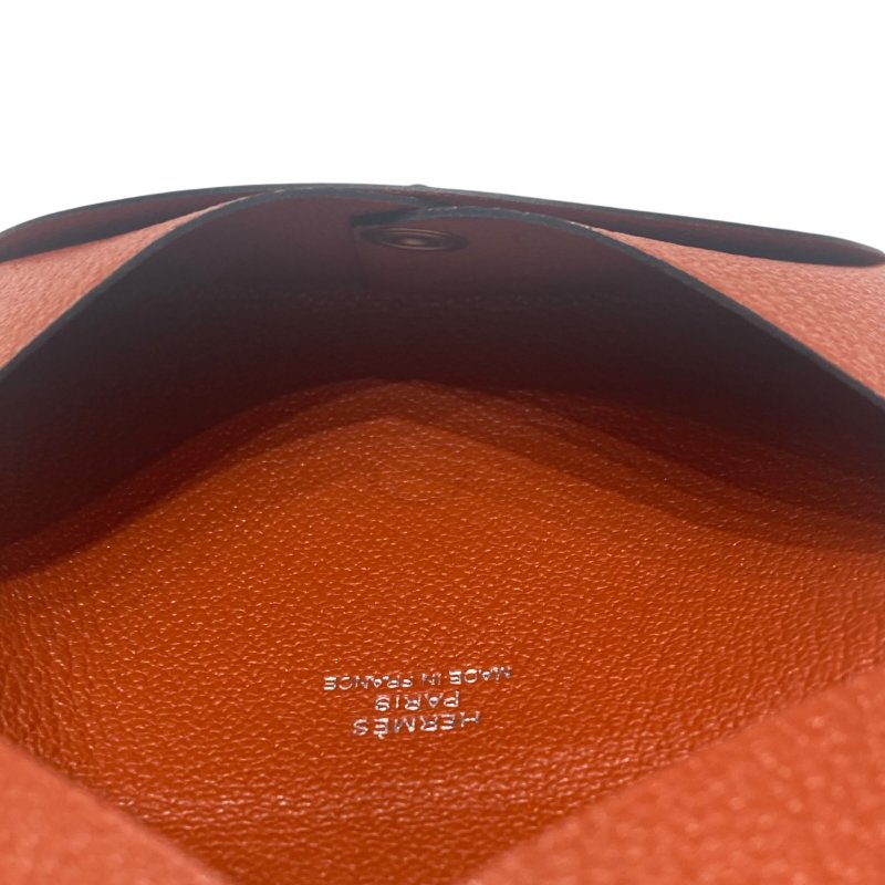 HERMES 愛馬仕 CALVI 古銅色 皮革 銀釦-11