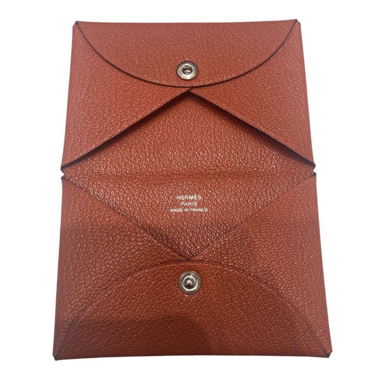 HERMES 愛馬仕 CALVI 古銅色 皮革 銀釦-12