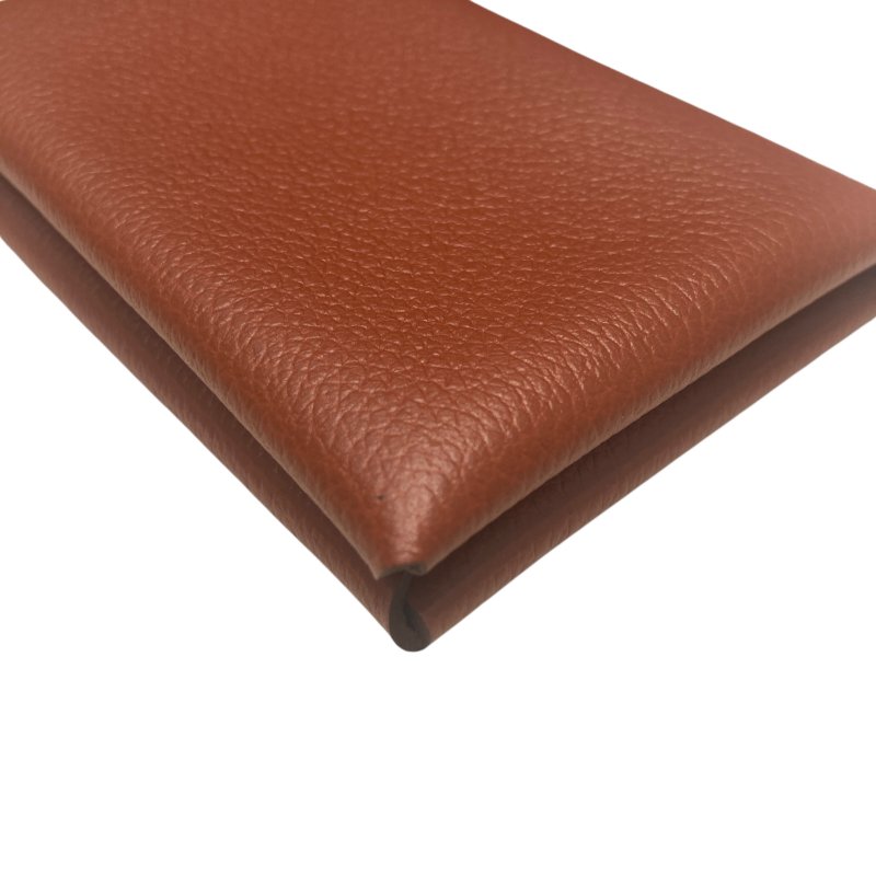 HERMES 愛馬仕 CALVI 楓葉紅色 皮革 銀釦-4