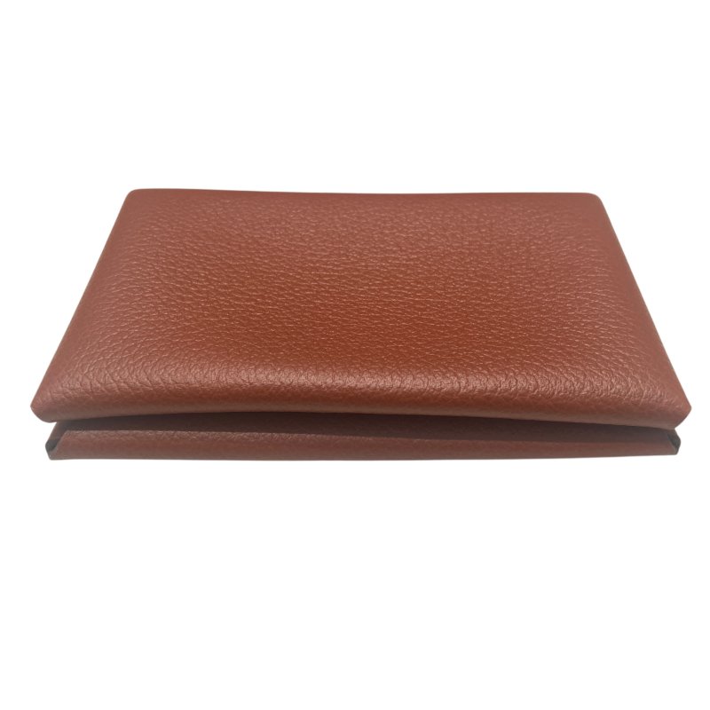 HERMES 愛馬仕 CALVI 楓葉紅色 皮革 銀釦-8