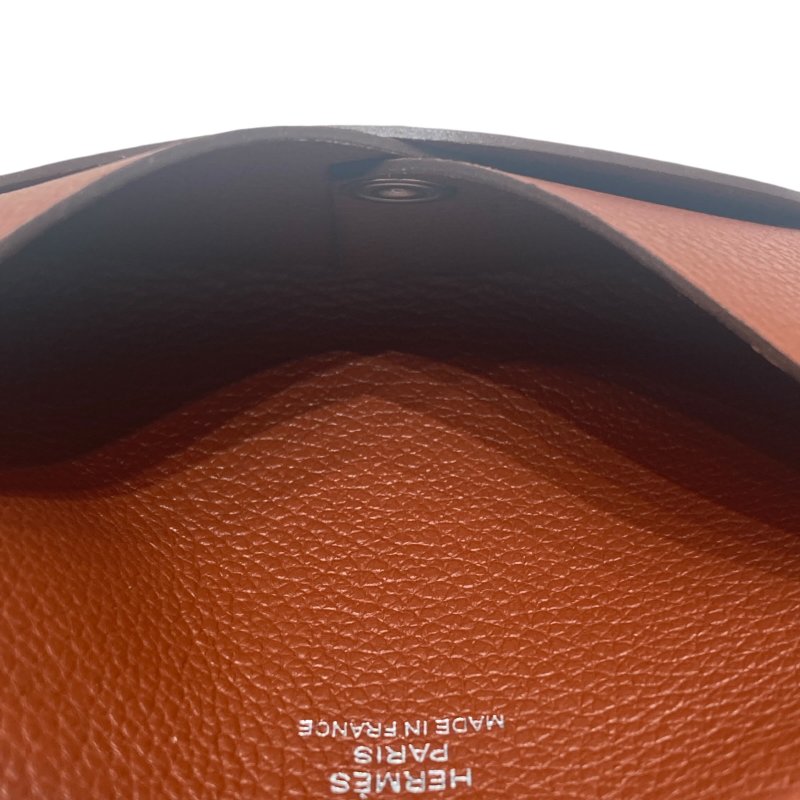 HERMES 愛馬仕 CALVI 楓葉紅色 皮革 銀釦-11