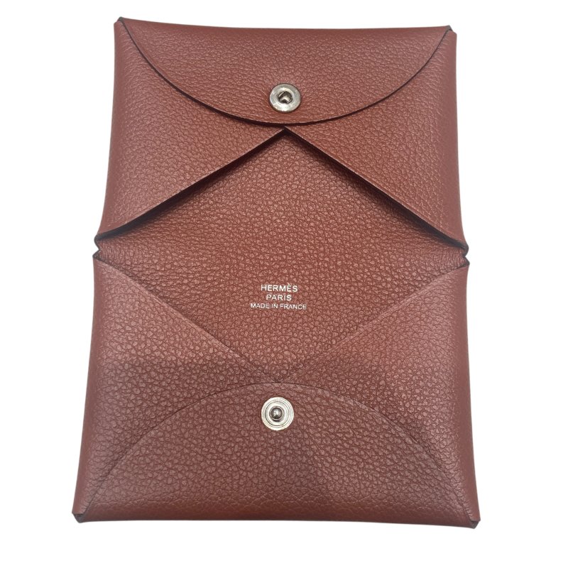 HERMES 愛馬仕 CALVI 楓葉紅色 皮革 銀釦-12