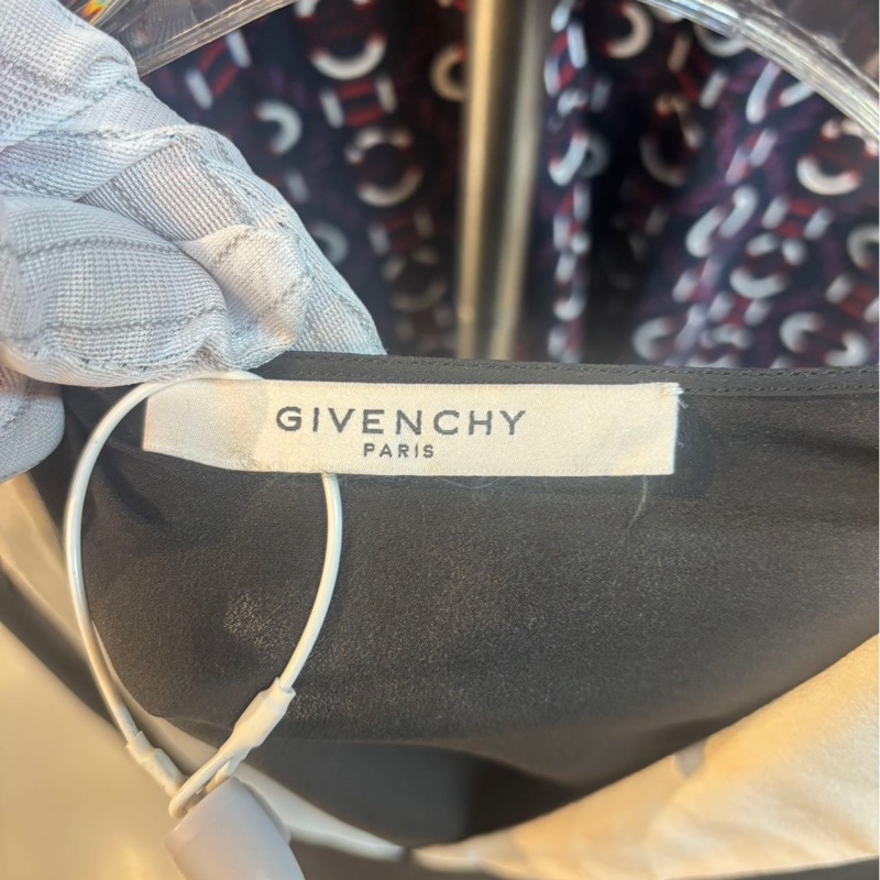 紀梵希 Givenchy 黑色真絲白領襯衫 S碼 夏季長袖 桑蠶絲面料-2