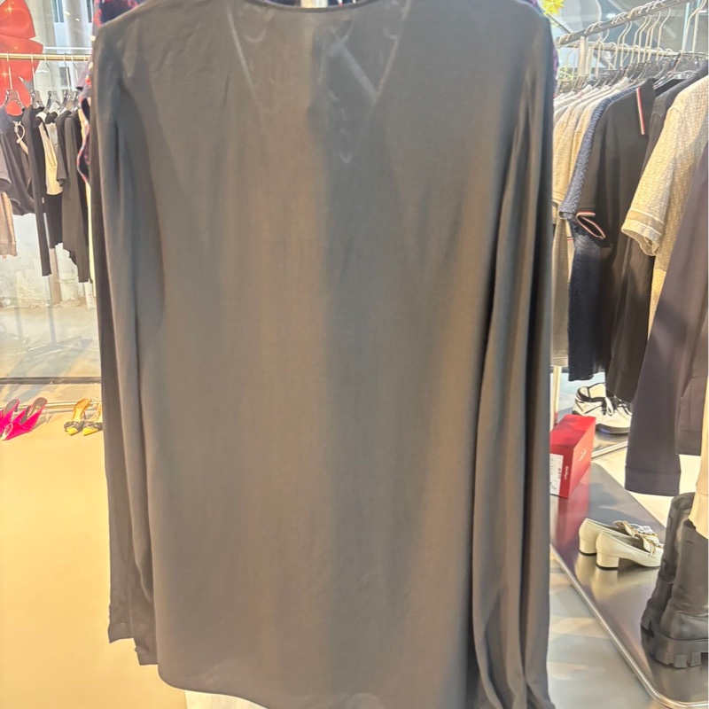 紀梵希 Givenchy 黑色真絲白領襯衫 S碼 夏季長袖 桑蠶絲面料-6