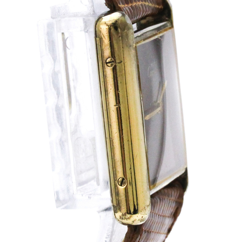 卡地亞 Tank Vermeil 鍍金皮革手動上鍊男士腕錶-7