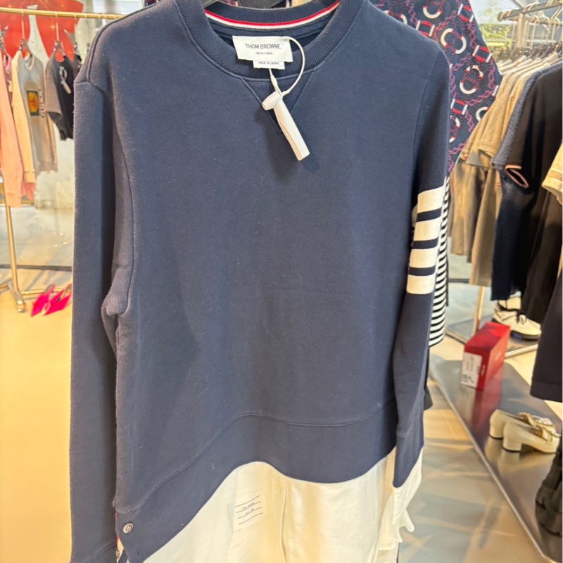 Thom Browne 藏青色假兩件衛衣 尺碼 42-6