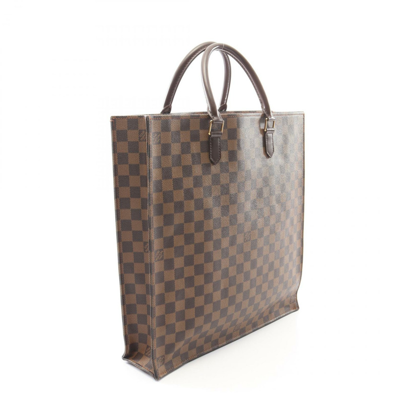 LOUIS VUITTON Sac Plat Tote 手提包 N51140 Damier Ebene 帆布皮革 二手 LV-1