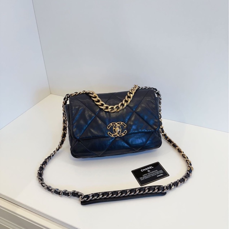 98新🆕Chanel 香奈兒 黑金大菱格19bag枕頭包-0