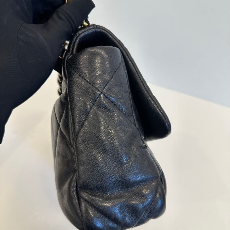 98新🆕Chanel 香奈兒 黑金大菱格19bag枕頭包-3