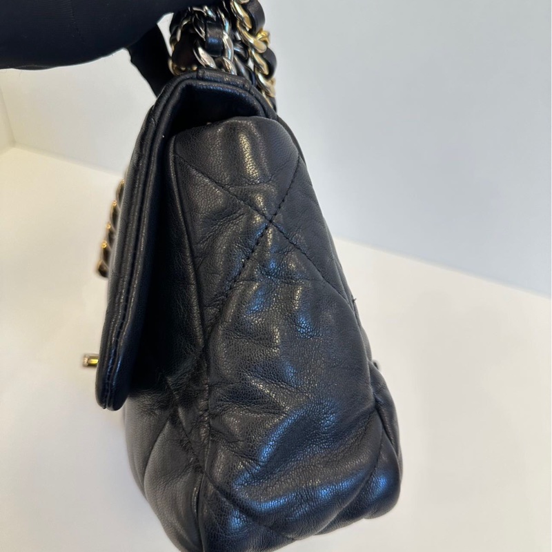 98新🆕Chanel 香奈兒 黑金大菱格19bag枕頭包-4
