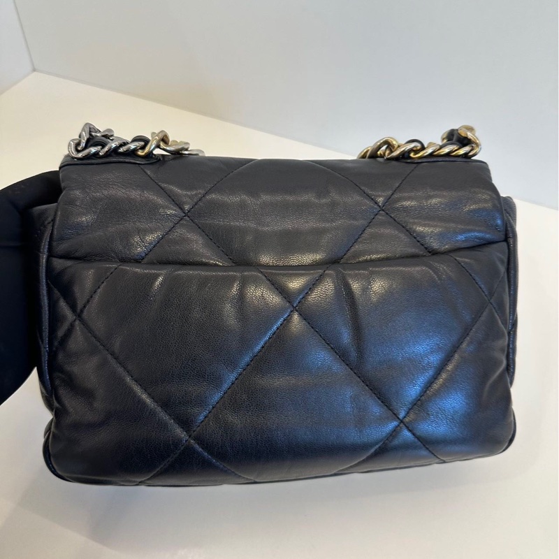 98新🆕Chanel 香奈兒 黑金大菱格19bag枕頭包-6