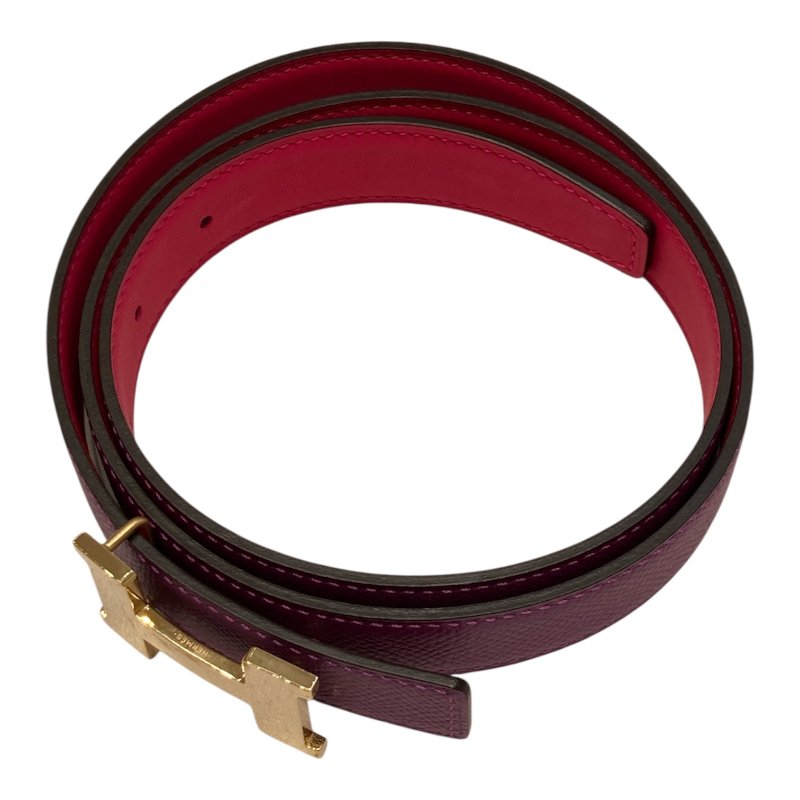 HERMES 愛馬仕 U刻印 H BELT 皮帶 80CM 紫×桃紅 雙色 金釦-1