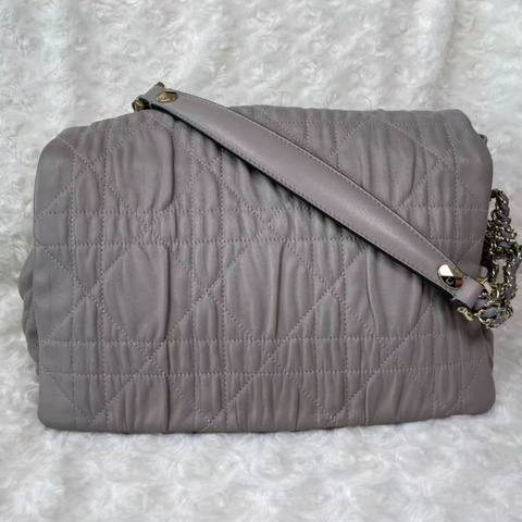 Dior Beige Cannage Quilted  Large Flap Shoulder Bag