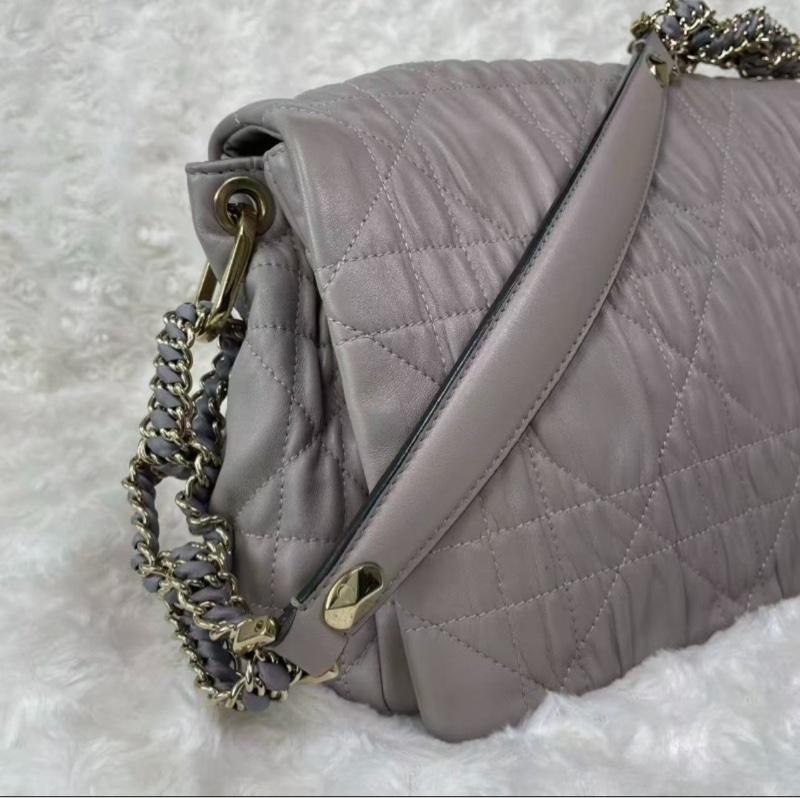 Dior Beige Cannage Quilted  Large Flap Shoulder Bag-1