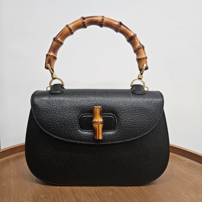 Gucci Vintage Bamboo bag 黑色竹節手挽肩背兩用袋-0