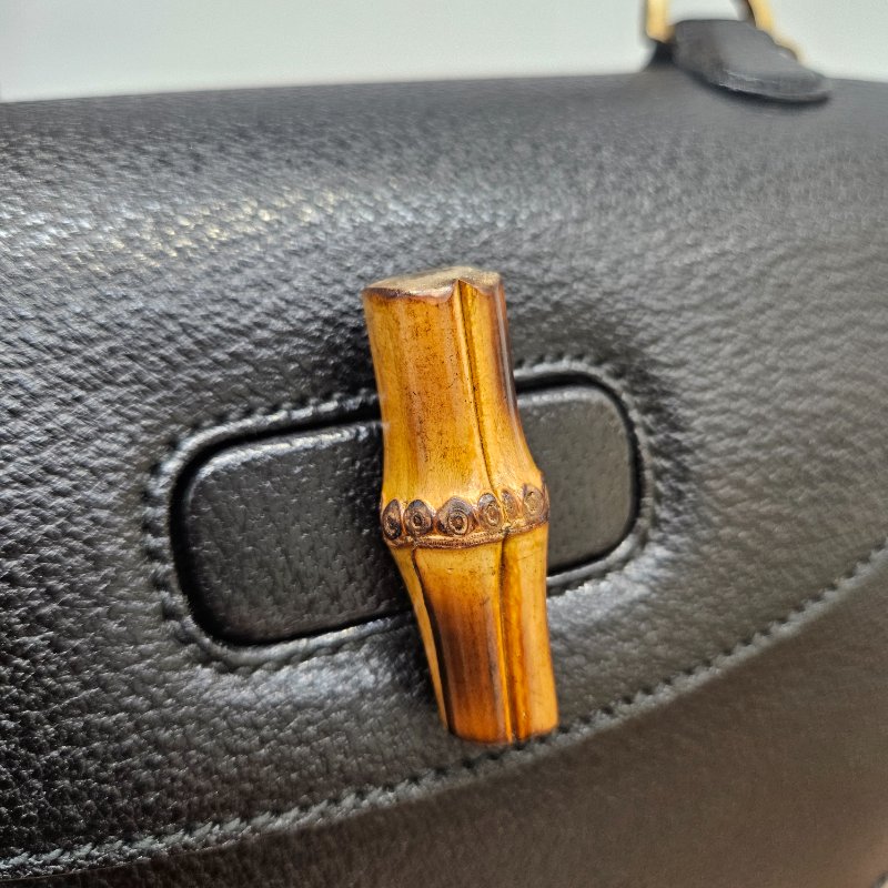Gucci Vintage Bamboo bag 黑色竹節手挽肩背兩用袋-2