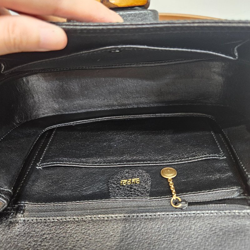 Gucci Vintage Bamboo bag 黑色竹節手挽肩背兩用袋-5