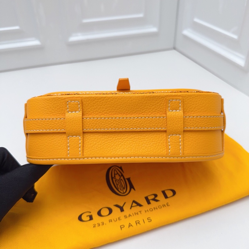 全新Goyard戈雅 Belvédère黃色老花郵差包 小號-3