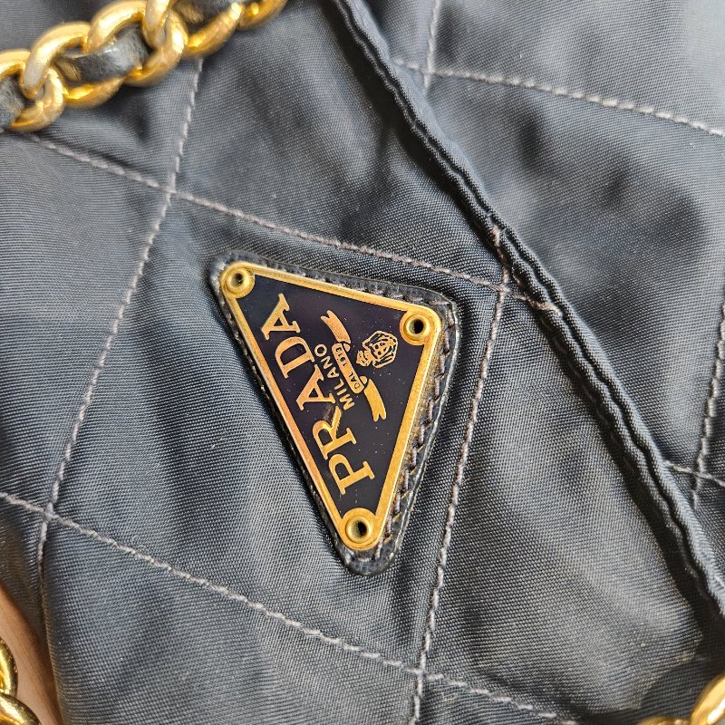Prada 深藍色降落傘鏈條包-5