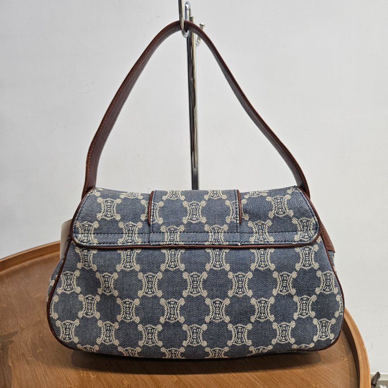 Celine Triomphe Denim Shoulder Bag 中古老花牛仔布單肩腋下包-1