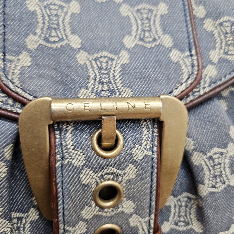 Celine Triomphe Denim Shoulder Bag 中古老花牛仔布單肩腋下包-2