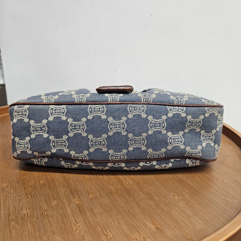 Celine Triomphe Denim Shoulder Bag 中古老花牛仔布單肩腋下包-5