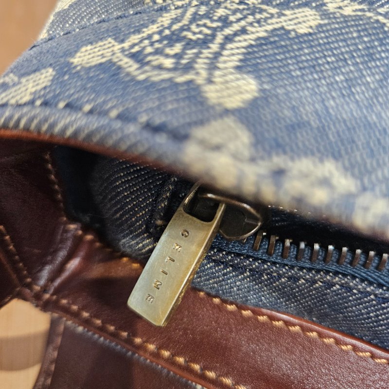 Celine Triomphe Denim Shoulder Bag 中古老花牛仔布單肩腋下包-8