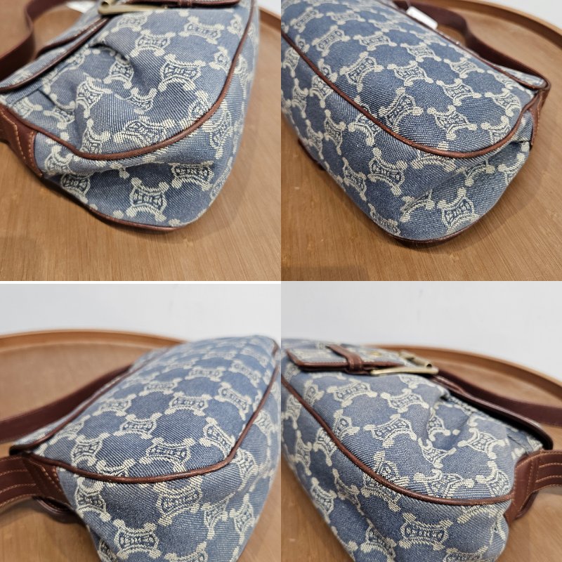 Celine Triomphe Denim Shoulder Bag 中古老花牛仔布單肩腋下包-9