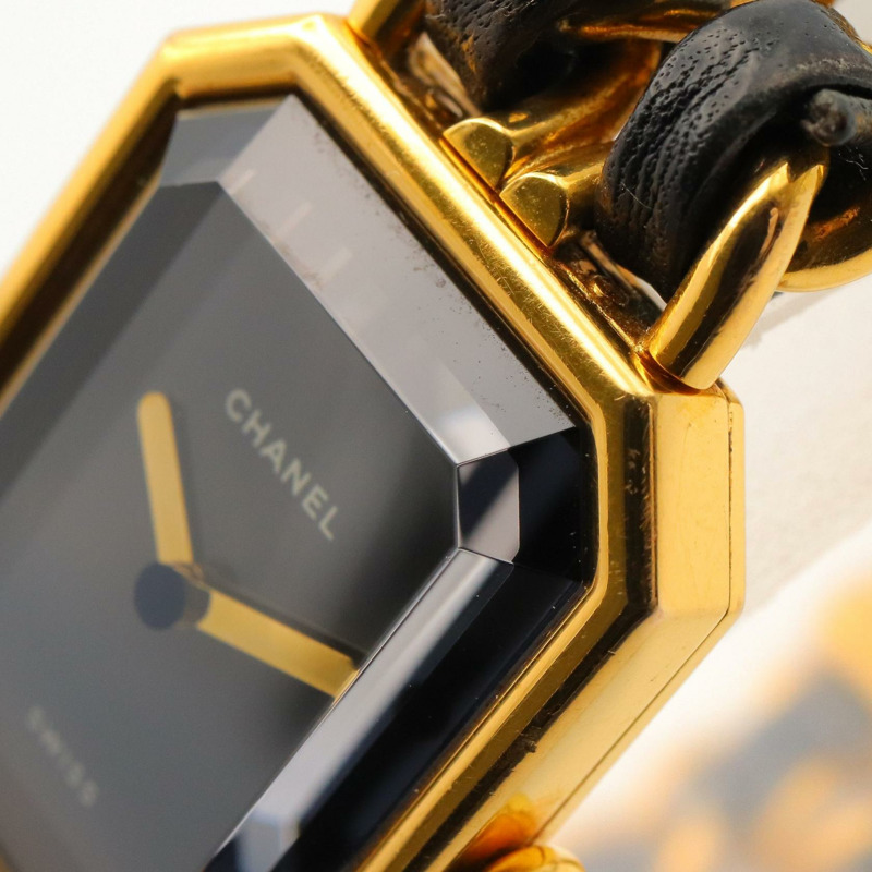 Premiere M 石英腕錶 黑色錶盤 鍍金 皮革錶帶【CHANEL 香奈兒】 H0001-7
