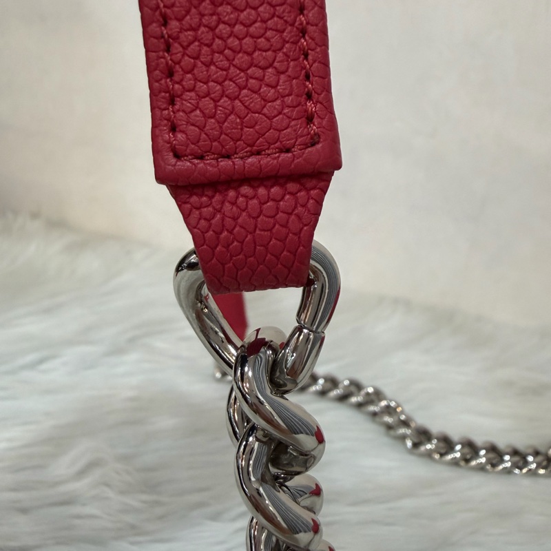 CHANEL A67085 櫻桃色 荔枝皮 銀鍊 mini BOY 肩背包側背包斜背包兩用包-55