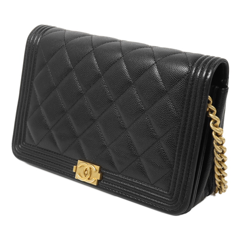 CHANEL 牛皮皮革Boy Wallet On Chain鏈帶肩背袋-2