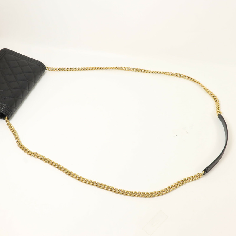 CHANEL 牛皮皮革Boy Wallet On Chain鏈帶肩背袋-8