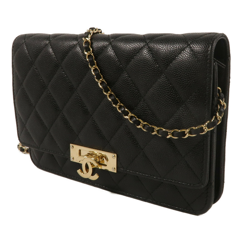 CHANEL 牛皮皮革Golden Class Double CC Wallet On Chain鏈帶肩背袋-1