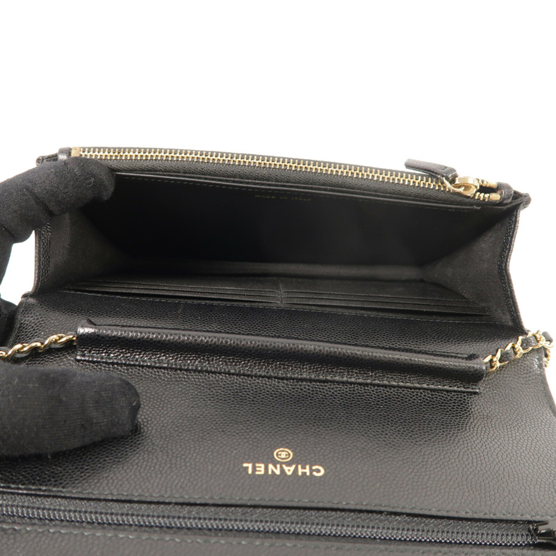CHANEL 牛皮皮革Golden Class Double CC Wallet On Chain鏈帶肩背袋-4