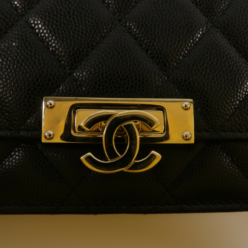 CHANEL 牛皮皮革Golden Class Double CC Wallet On Chain鏈帶肩背袋-8