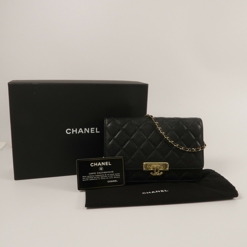 CHANEL 牛皮皮革Golden Class Double CC Wallet On Chain鏈帶肩背袋-10
