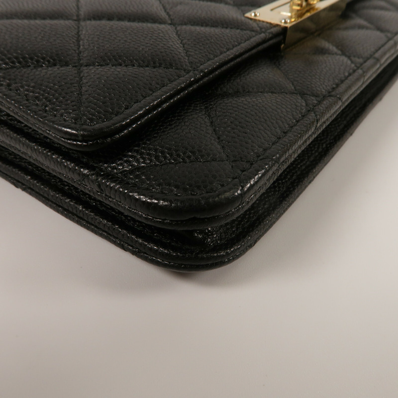 CHANEL 牛皮皮革Golden Class Double CC Wallet On Chain鏈帶肩背袋-11