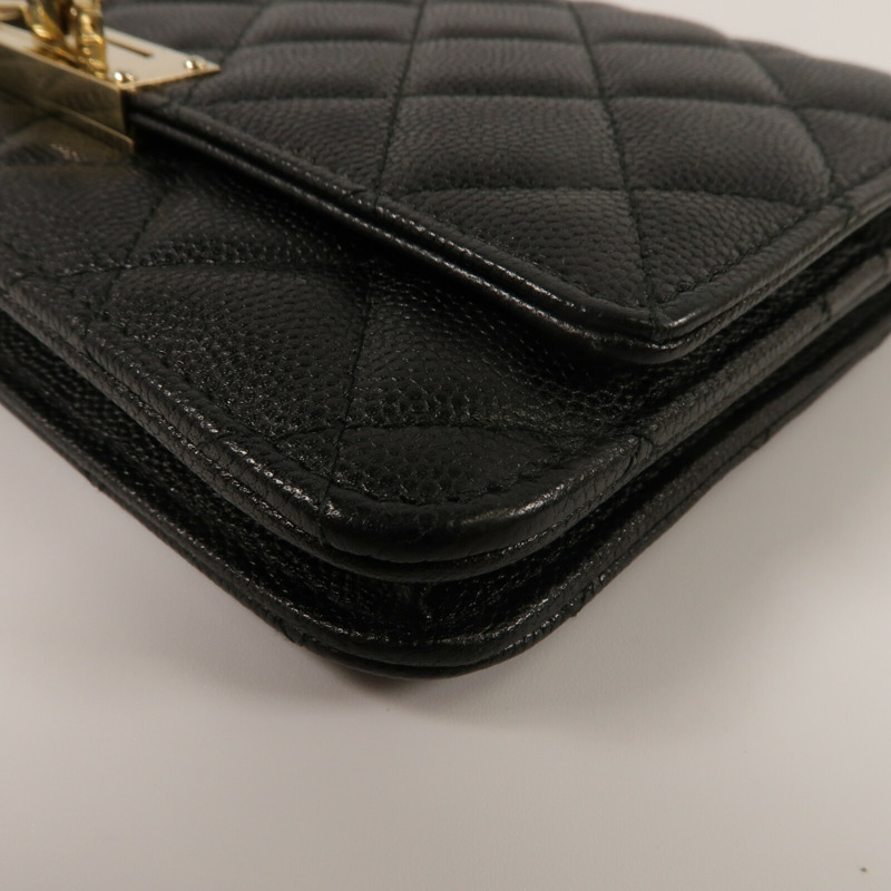 CHANEL 牛皮皮革Golden Class Double CC Wallet On Chain鏈帶肩背袋-12