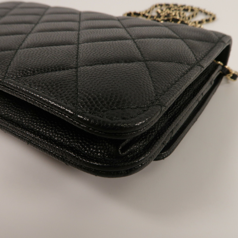 CHANEL 牛皮皮革Golden Class Double CC Wallet On Chain鏈帶肩背袋-14