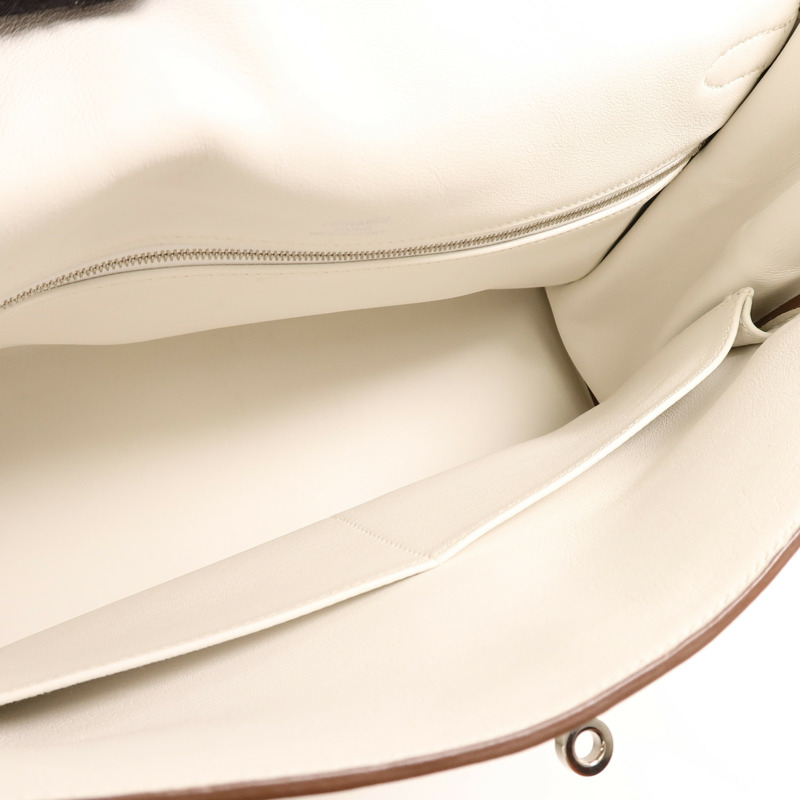 HERMES Swift皮革Ghillies Kelly 35手挽肩背兩用袋Blanc/Gris Perle-4
