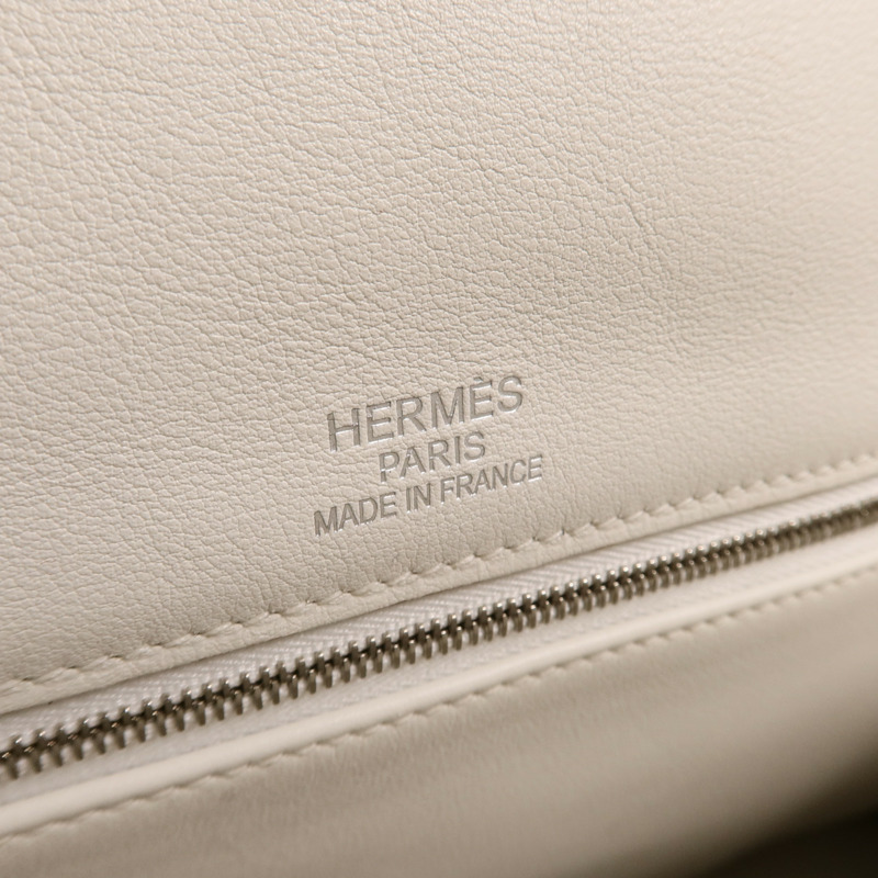 HERMES Swift皮革Ghillies Kelly 35手挽肩背兩用袋Blanc/Gris Perle-5