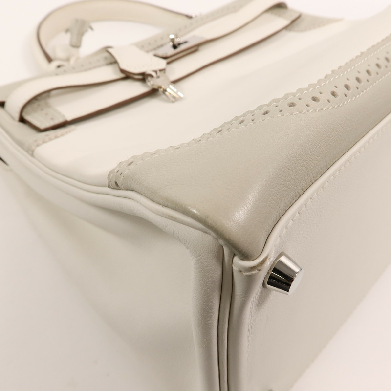 HERMES Swift皮革Ghillies Kelly 35手挽肩背兩用袋Blanc/Gris Perle-10
