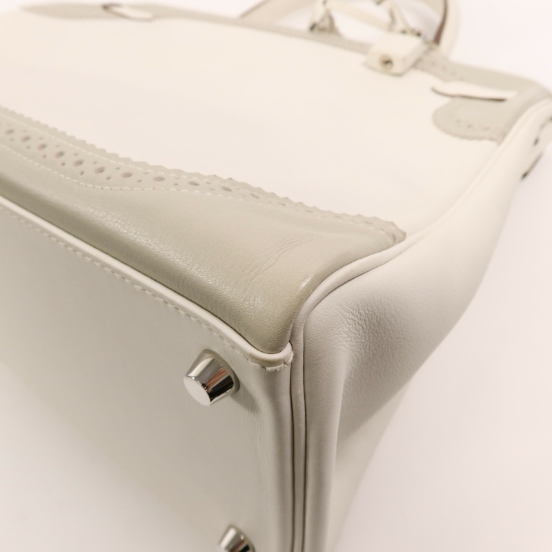 HERMES Swift皮革Ghillies Kelly 35手挽肩背兩用袋Blanc/Gris Perle-11