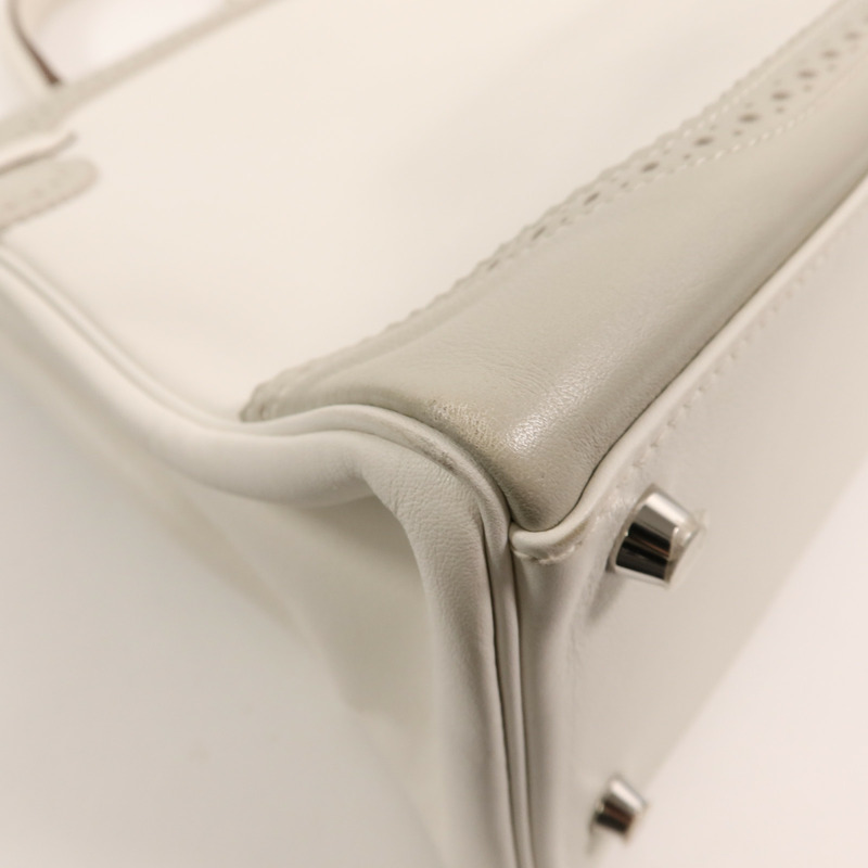 HERMES Swift皮革Ghillies Kelly 35手挽肩背兩用袋Blanc/Gris Perle-13