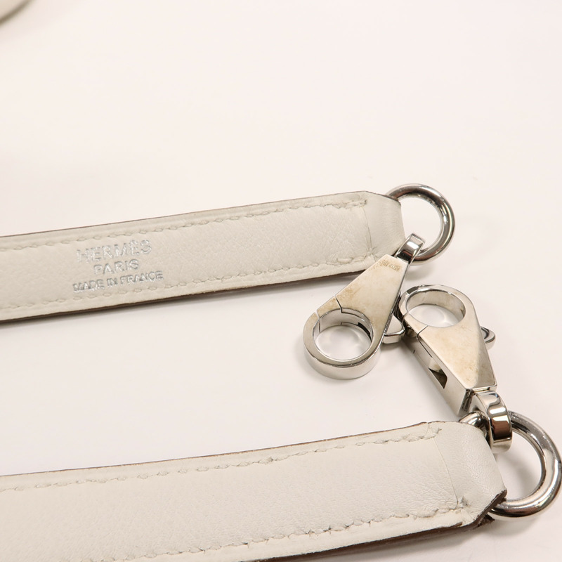 HERMES Swift皮革Ghillies Kelly 35手挽肩背兩用袋Blanc/Gris Perle-16