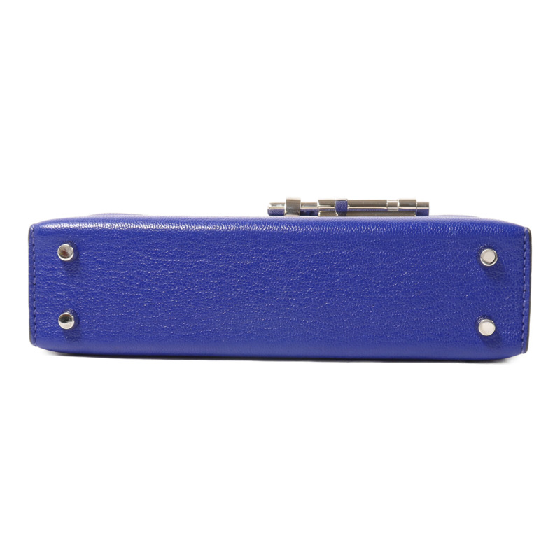 HERMES Chevre皮革Verron Mini鏈帶肩背袋Bleu Electrique-3